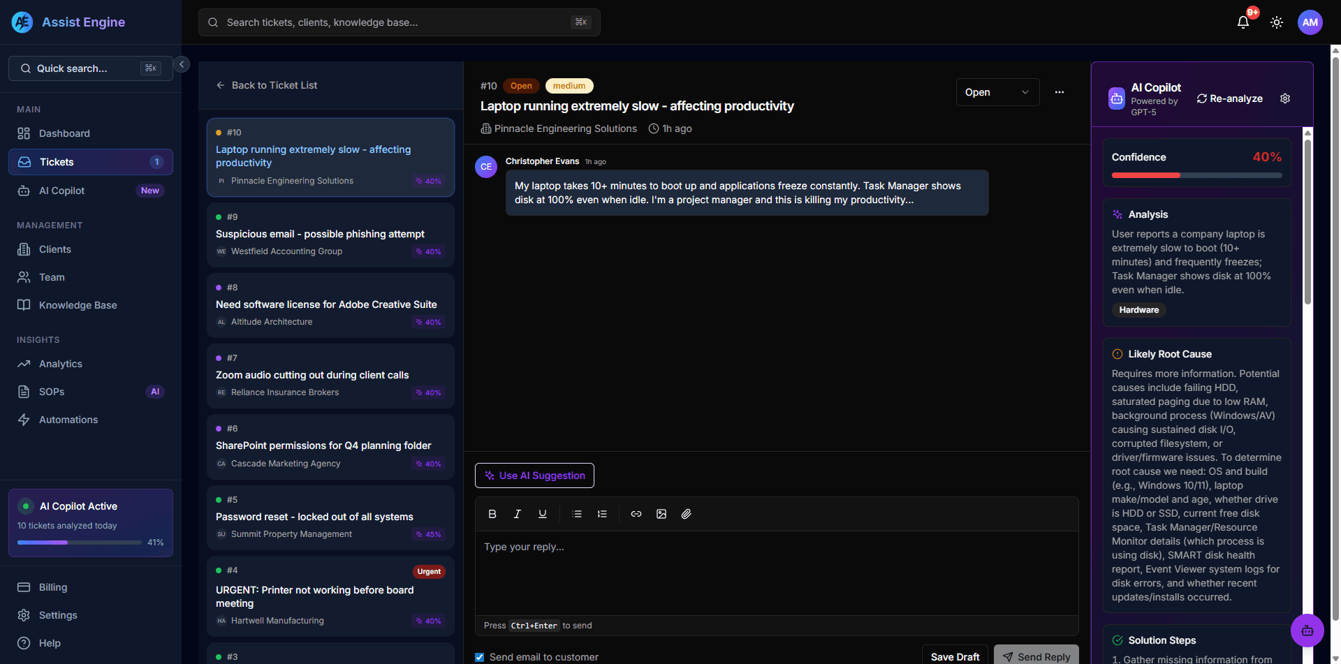AI Ticket Triage product screenshot